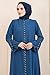istanbul styles Women's Abaya Long Sleeve Open Quarry Floor Length Zipper Floor Length Turkish Islamic Fashion (Denim Blue, X-Large)