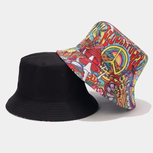 Image of Quanhaigou Bucket Hat for Men Women,Packable Reversible Printed Sun Hats,Fisherman Outdoor Summer Travel Hiking Beach Caps