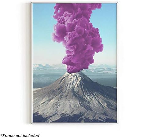 Trippy Art Prints and Posters by Haus and Hues | Banksy Wall Art, Wall Art Decor, Trippy Room Decor, Volcano Wall Art, Dorm Decor, Posters for College Dorm, Unframed/Frameable 12” x 16” (Volcanic Pink)