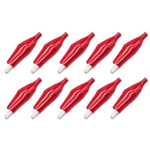 Large Black Red Soft Plastic Coated Testing Probe Test Clips 10Pcs Metal Clip Crocodile Electrical Clamp
