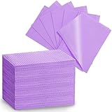 Lot de 125 bavoirs dentaires jetables, 3 plis, imperméables, pour bureau dentaire, salon de tatouage, salon de beauté – 33 x 45,7 cm – Violet