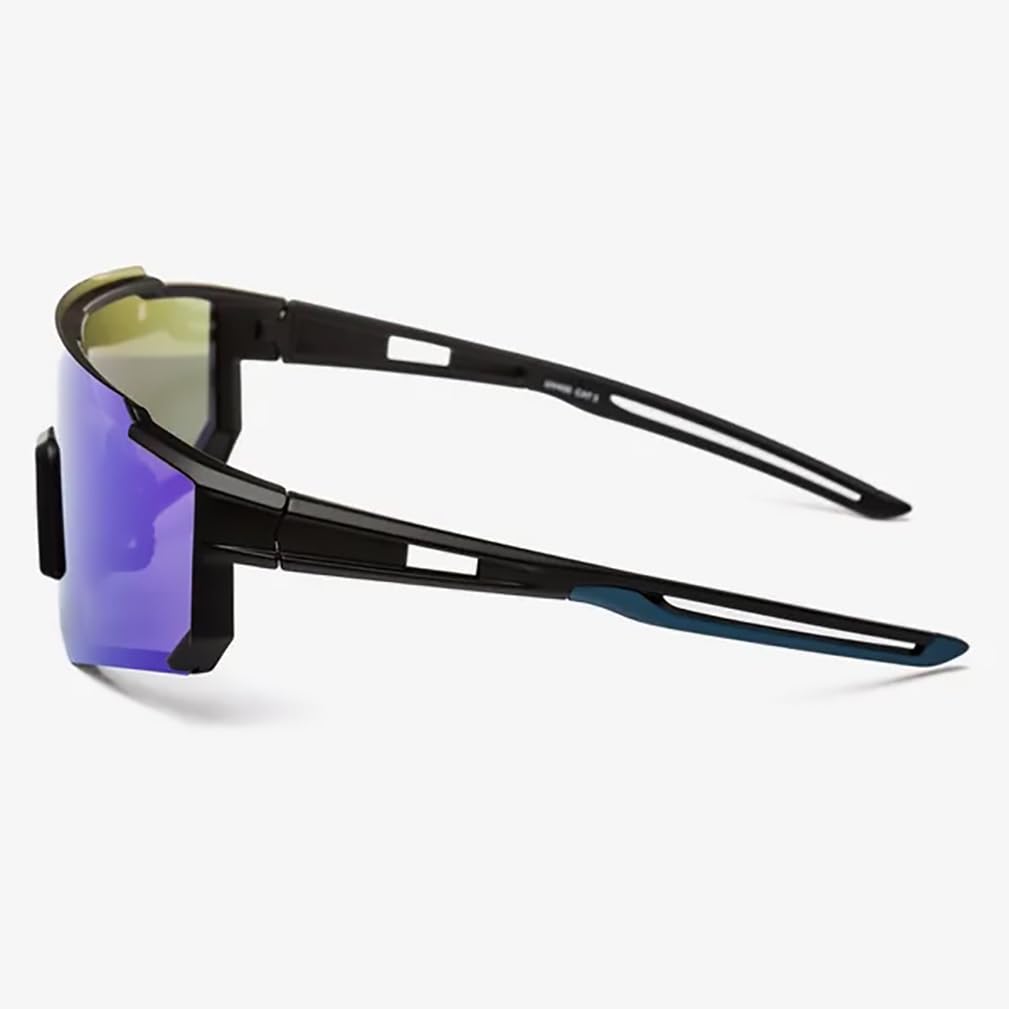 SANTA CRUZ Occhiali da sole specchiati blu ciclismo corsa strip reacer con custodia rigida -lenti protezione raggi UV 100%
