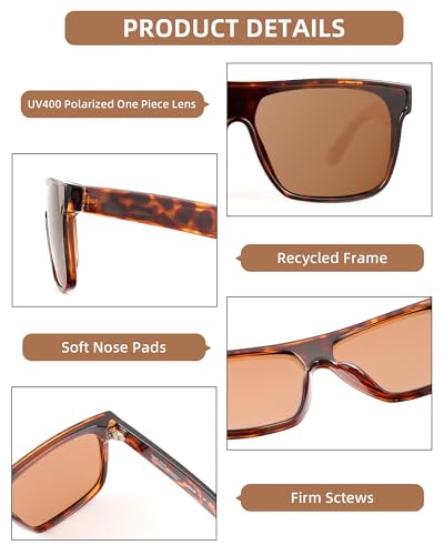 Image of GLINDAR Oversized Square Polarized Sunglasses for Men Women, One Piece Shield Shades UV400 Protection