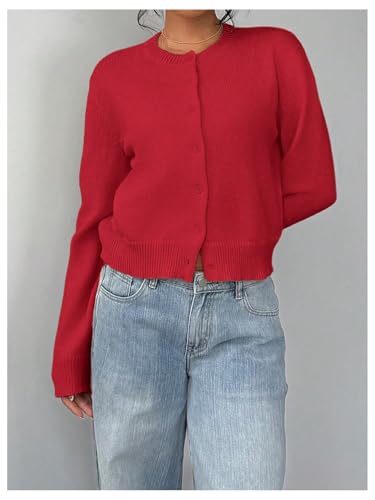 Image of SOLY HUX Women's Button Down Cropped Lightweight Cardigan Sweater Cute Fall Fashion 2026