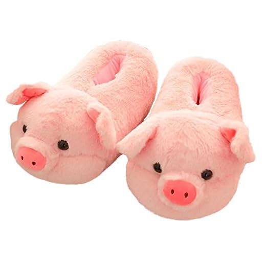 IBAIOU Unisex Cartoon Animal Slippers Pig slippers shoes,lovely Winter warm Hamster/Duck /Shark plush slippers Home Furry Slippers for women men (pink pig)
