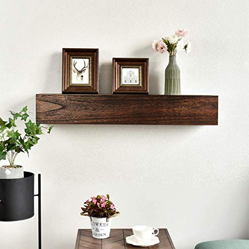 Welland 36 Inches Rustic Floating Shelf For Living Room, Bathroom, Bedroom & Kitchen, Solid Wood Wall Shelf (36"X6"Dx6 H) #TOP2