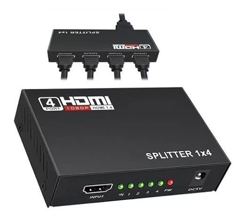 Divisor Hdmi Splitter Duplicador de Imagens 4x1 1080p, replica a mesma imagem para até 4 Telas.