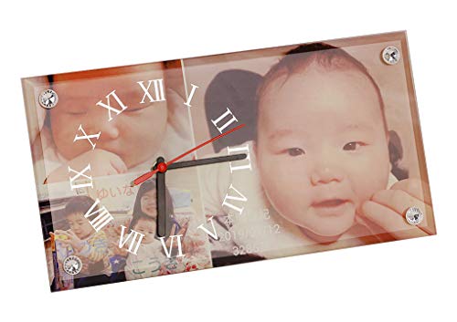 Orologio da parete in vetro trasparente con foto personalizzate con quadrante fotografico, placca in ardesia personalizzata per ora, regalo di compleanno, baby shower, San Valentino, Aggiungi la tua