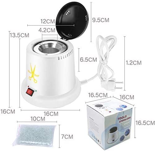 PANDAROJO Esterizador cuarzo Manicura y Pedicura Esterilizador 100W con Bolas de Cuarzo Instrumento Desinfección y Limpieza a 250 Grados para peluqueria y estetica (BLANCO), 1.0 unidad