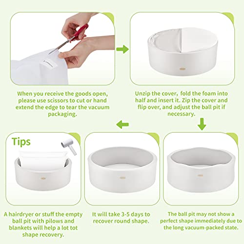 Coolever Foam Ball Pit For Toddlers 1-3, Soft Memory Foam Ball Pit For Babies, Sturdy & Large & Safe & Easy To Clean Or Install, Ideal Gift For Baby Infants Indoor And Outdoor Game, Grey Without Ball #TOP6