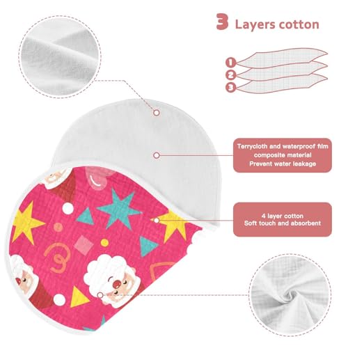 2 Pack Muslin Burp Cloths Christmas Santa Magenta Cotton Baby Burp Cloths Ultra Absorbent Burping Cloth Soft Spit Up Rags for Newborn Babies Boys Girls, Large 22" x 11"3