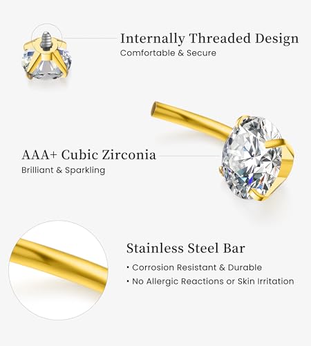 Gold Silver Belly Button Ring Surgical Stainless Steel Belly Rings for Women Pink Heart Clicker Pearl CZ Teardrop Dangle Navel Belly Button Piercing Jewelry3