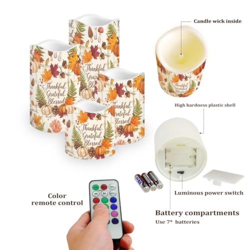 Image of Christmas Flameless LED Candles Set of 4 | Plaid Santa Flameless Candles, with Remote Flickering, Xmas LED Candles with Timer for Holiday Patio Celebration Accents