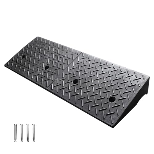 Heavy Duty Rubber & Plastic Curb Ramps for Driveway6cm/2.3 Car Slope Ramps for Trucks Lawn Mowers Motorcycles & WheelchairsDurable NonSlip Design