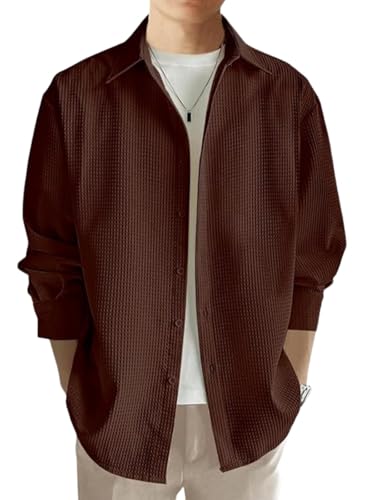 Image of Leriya Fashion Men's Formal Button Down Shirt - Slim Fit Shirt's for Men | Textured Long Sleeve Polycotton| Business & Meeting Ready (Available in Plus Size)