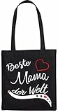 100% Baumwolle Mister Merchandise Shopping Tasche Beutel Beste Mama der Welt Mutter Mutti Geschenk Muttertag Baby Schwanger Jutebeutel Natur Öko Schwarz