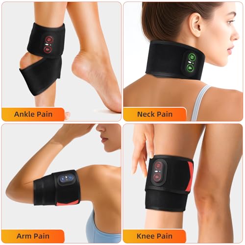 Image of Cordless Wrist Hand Heating Pad Massage for Pain Relief, Rechargeable Heated Wrist Brace for Carpal Tunnel, Red Light Therapy Heated Wrist Massager Wrap for Arthritis, Black