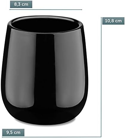 KADAX Ceramic Toothbrush Mug, Bathroom Mug, Toothbrush Holder, 9.5 x 9.5 x 10 cm, Bathroom Tumbler for Bathroom, Toothbrush, Toothpaste, Storage, Cup, Drinking Cup (Black)