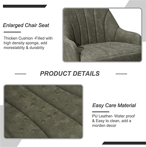 Vecelo Bar Stools Set Of 2, Adjustable Barstools, Counter Height Stools With Back And Arm, Kitchen Island Stools, Swivel Pu Leather Chairs For Pub, Dining Room, Modern Style, Dark Grey #TOP4