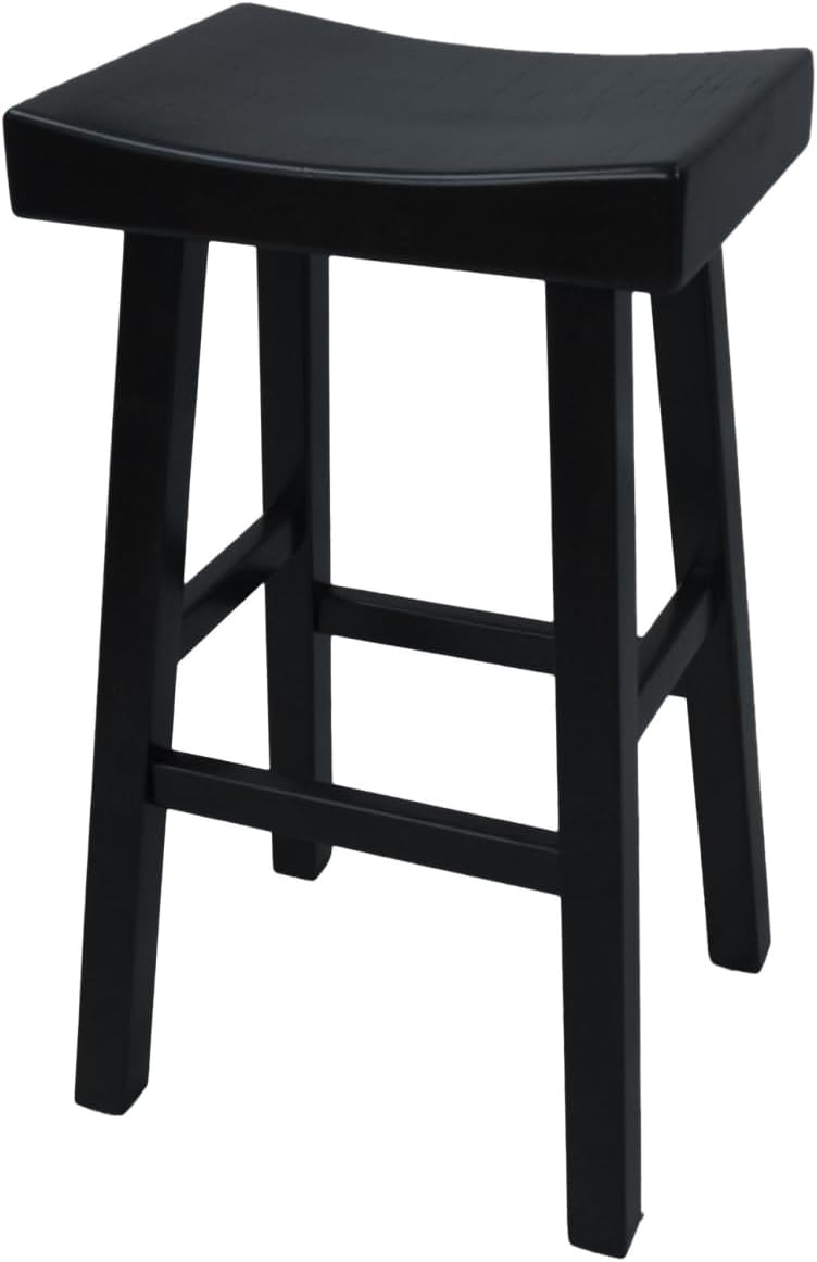 30 in. Black Backless Bar Height Chair with Footrest