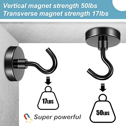 Findmag 6 Pack 50Lbs Heavy Duty Magnetic Hooks Neodymium Magnet Hook For Hanging, Strong Magnetic Hooks Magnet With Hooks For Refrigerator, Grill, Kitchen, Key Holder #TOP2