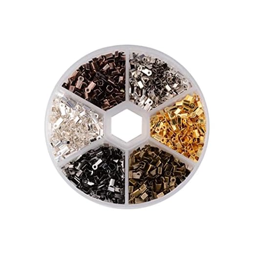 Mässing vik över sladd slutar terminatorer crimp slut tips, vik över sladd slutar smycken gör crimp slutterminator rep slutar lås tips 1380pcs