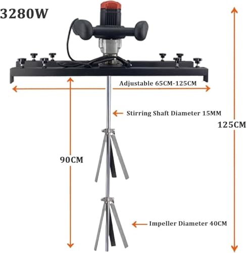 Mezclador de Pintura eléctrico de 3000W, Mezclador de Pintura IBC 1000L, Varilla/implante de agitación de Acero Inoxidable de 900 mm, 70-125 cm Ajustable, para la Pintura de agitación, Recubrimiento,