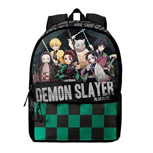 Demon Slayer Kimetsu no Yaiba-Mochila HS FAN 2.0, Negro, 30 x 41 cm, Capacidad 22 L