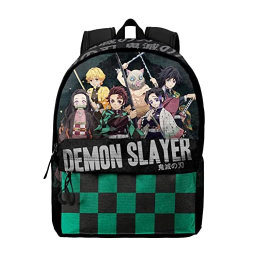 Demon Slayer Kimetsu no Yaiba-Mochila HS FAN 2.0, Negro, 30 x 41 cm, Capacidad 22 L