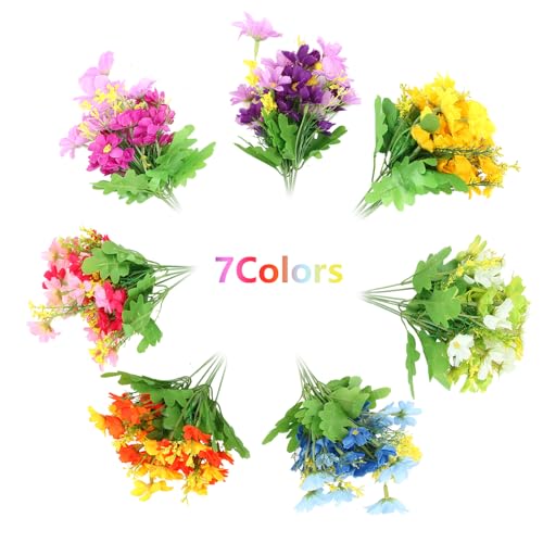 Realjoy Artificial Fake Faux Daisy Silk Flowers Wildflowers 7 Bundles of 7 Colors Outdoor UV Resistant Greenery Shrubs Plants Indoor Outside Hanging Baskets Planter Home Garden Decorating - Cosy Home Interiors Realjoy Artificial Fake Faux Daisy Silk Flowers Wildflowers 7 Bundles of 7 Colors Outdoor UV Resistant Greenery Shrubs Plants Indoor Outside Hanging Baskets Planter Home Garden Decorating - Image 2