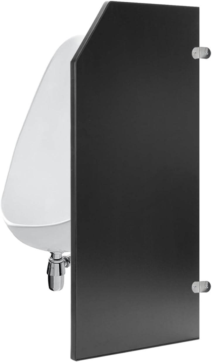 16 x 35 inch Urinal Screen Toilet Partition, Wall-Mounted Men Urinal Partial Screen, Urinal Partition Divider Screens, Water-Proof Baffle Bathroom Partition for Public Places (Black+Bevel Angle)