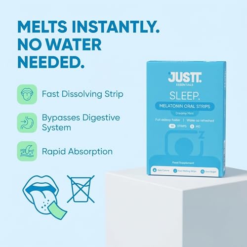 Image of JUSTT ESSENTIALS Melatonin 5mg Sleep Aid + Vitamin D3 600 IU with K2 Oral Strips Combo Pack of 2, Fast Dissolving, Mint & Orange, 30 Sugar-Free Vegan Strips Each