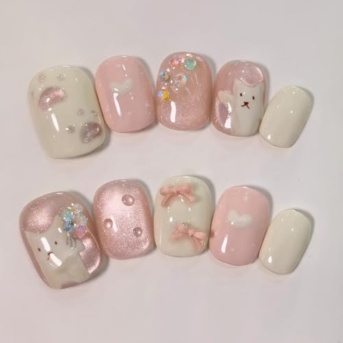 ネイルチップ 3D ロング 人気 韓国 夏 青 春秋冬 100%ハンドメイド 貼るだけネイル つけづめ つけ爪 ショート 付け爪 可愛い つけ爪 人気 3D おしゃれ 入学式 卒業式 成人式 結婚式 地雷系ラインストーンキャッツアイ 10枚入おしゃれ (D