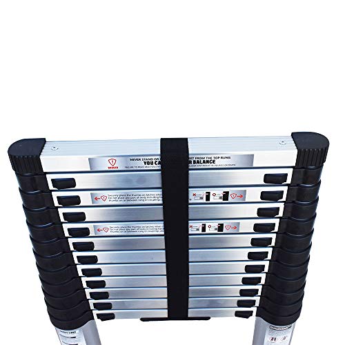 findmall Aluminum Telescopic Extension Ladder Folding Step One-Button Inward Sliding Retraction 10.5FT / 3.2M 12.5FT / 3.8M 14.5FT / 4.4M Multi-Use Non-Slip (12.5FT / 3.8M)