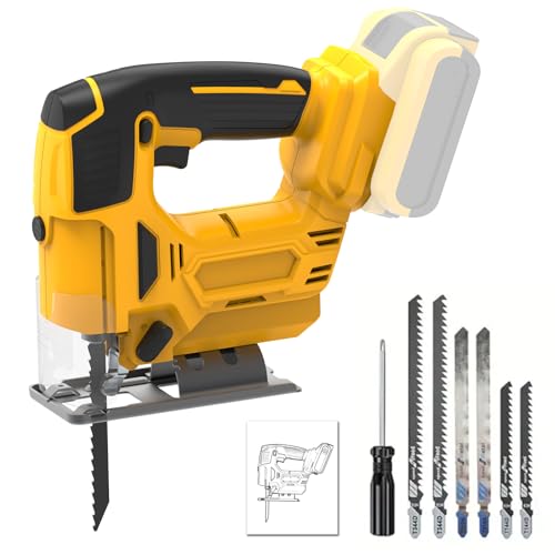 Electric Jigsaw, Variable Speed 3000RPM with Orbital Action, Tool-Less Blade Change, Dust Blower, Bevel Capacity 45°, for Woodworking and Metal Cutting (No battery)