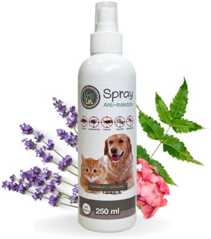 Spray Repelente para Perros | con 3 Activos Naturales: Margosa, Geraniol y Lavandino | Protege contra Insectos | Cítrico | 250ml