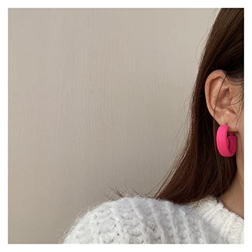 Boucles d'oreilles créoles roses au format exagéré et cercle rond audacieux