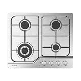 COMFEE CGH610X Piano Cottura a Gas da Incasso 4 Fuochi, 60 cm Acciaio Inox, Griglie in Ghi...