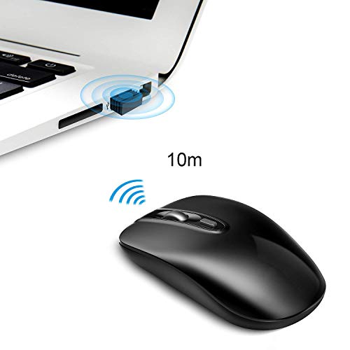 Image of cimetech Dual Mode (BT 5.1+2.4G) Rechargeable Wireless Mouse, Ambidextrous Ergonomic Mouse for Tablet, Laptop, PC, Windows Mac Android OS - Black
