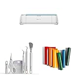 Cricut Maker, Blue with Basic Tool Set, Core Colors and Premium Vinyl - Permanent, 12” x 12” Adhesive Decal Sheets Brights Sampler