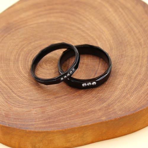 Uloveido 6mm Black Stainless Steel Brick Pattern Couples Rings - Romantic Matching Wedding Bands Set Engagement Ring for Men Y4034 (Men Size 11)