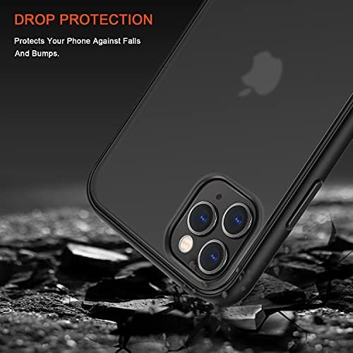 TENDLIN Compatible with iPhone 11 Pro Max Case Translucent Matte Hard Back with Soft Silicone Bumper Comfortable Case (Black)