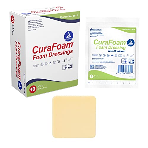Dynarex 3011 CuraFoam Foam Dressing, Non-Bordered, Sterile, Provides Cushioned and Moist Wound Care, 2