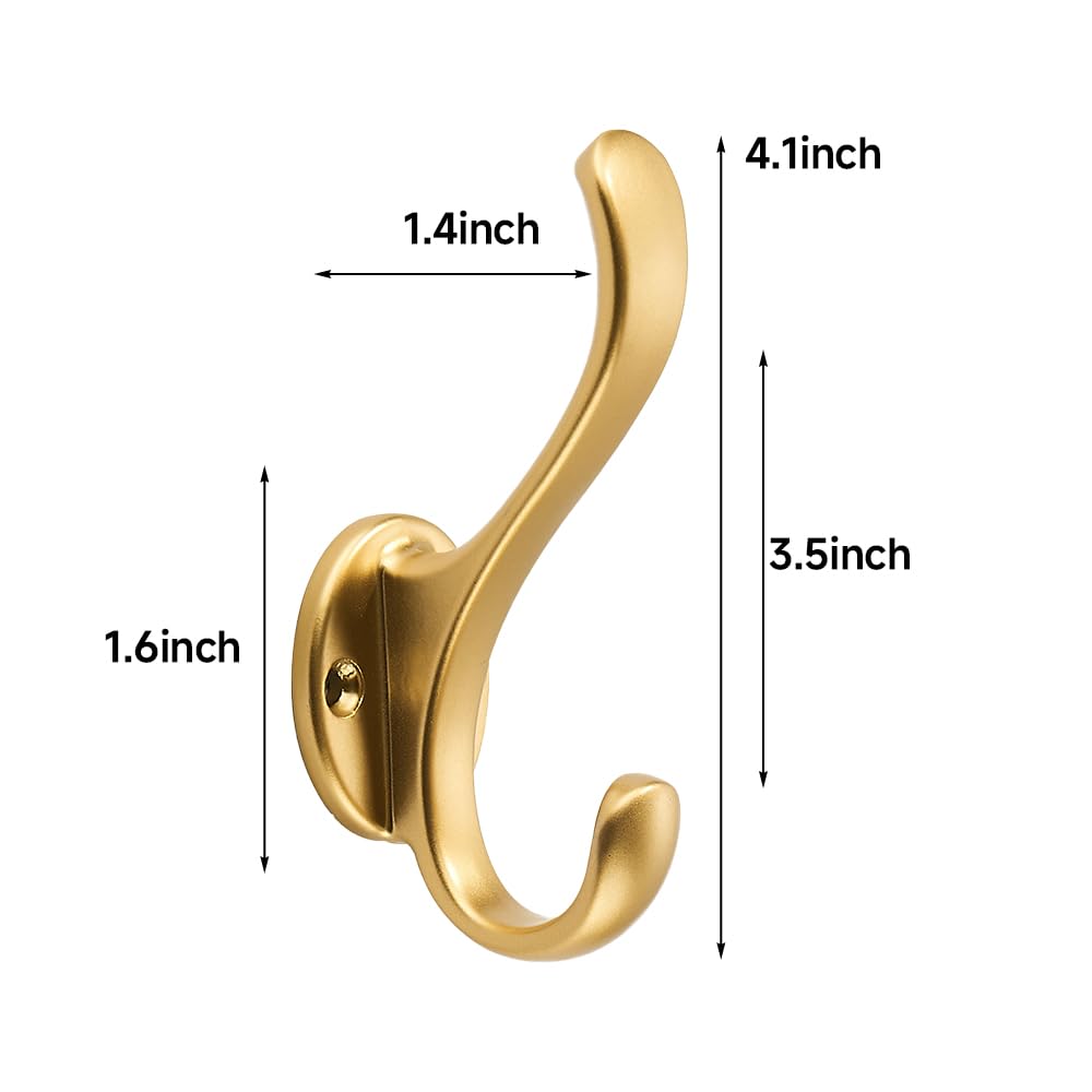 KHTUMEWARE-WZX Brushed Gold Coat/Robe Hooks 2-Pack in Brushed Gold — KHTUMEWARE