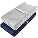 Vextronic Ultra Soft Changing Pad Cover Changing Table Cover for Baby Girls Boys,2 Packs (Navy Blue & Grey)