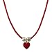 Ivy and Max Gold Finish Red Enamel Heart Charm Girls Cord Pendant Necklace, 15+2" Extender