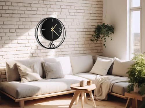 Image of Morden Metal Wall Clock for Living Room, Bedroom, Office, Kitchen, Stylish Wall Clock for Home and Hall, Designer Big Size Modern (DA-199, 50 CM)
