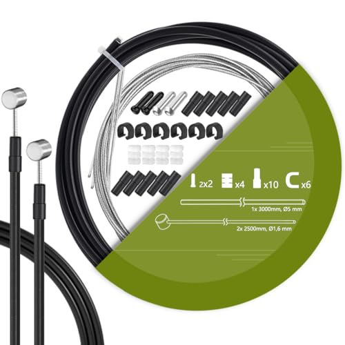 TAPKUA Fietsremkabelafdekking, 3M-slang met 2500 mm universele remkabel binnenkabel voor fiets, mountainbike etc (Zwart)