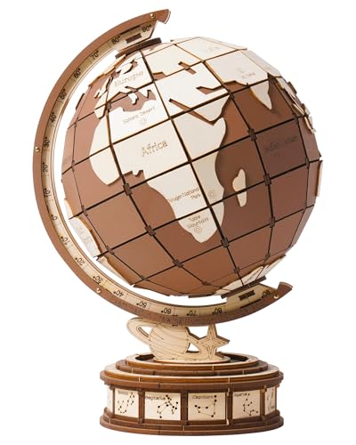 ROBOTIME 立体パズル 3D木製パズル クラフト DIYモデルキット 大人 木製の工芸品のキット 家の装飾 ユニークなギフト 木製 DIY 組み立てキット 大人向け 子供向けプレゼント (地球儀・万象 TGM01)