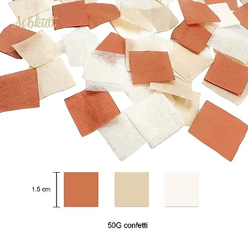 Image of AOBKIAT 28PCS Fall Party Decorations Kit with Dusty Brown Orange Khaki | Boho Retro Style with Paper Pom Poms,Garland,Tassels for Autumn Baby Shower,Bridal Showers,Wedding,Birthday,Thanksgiving